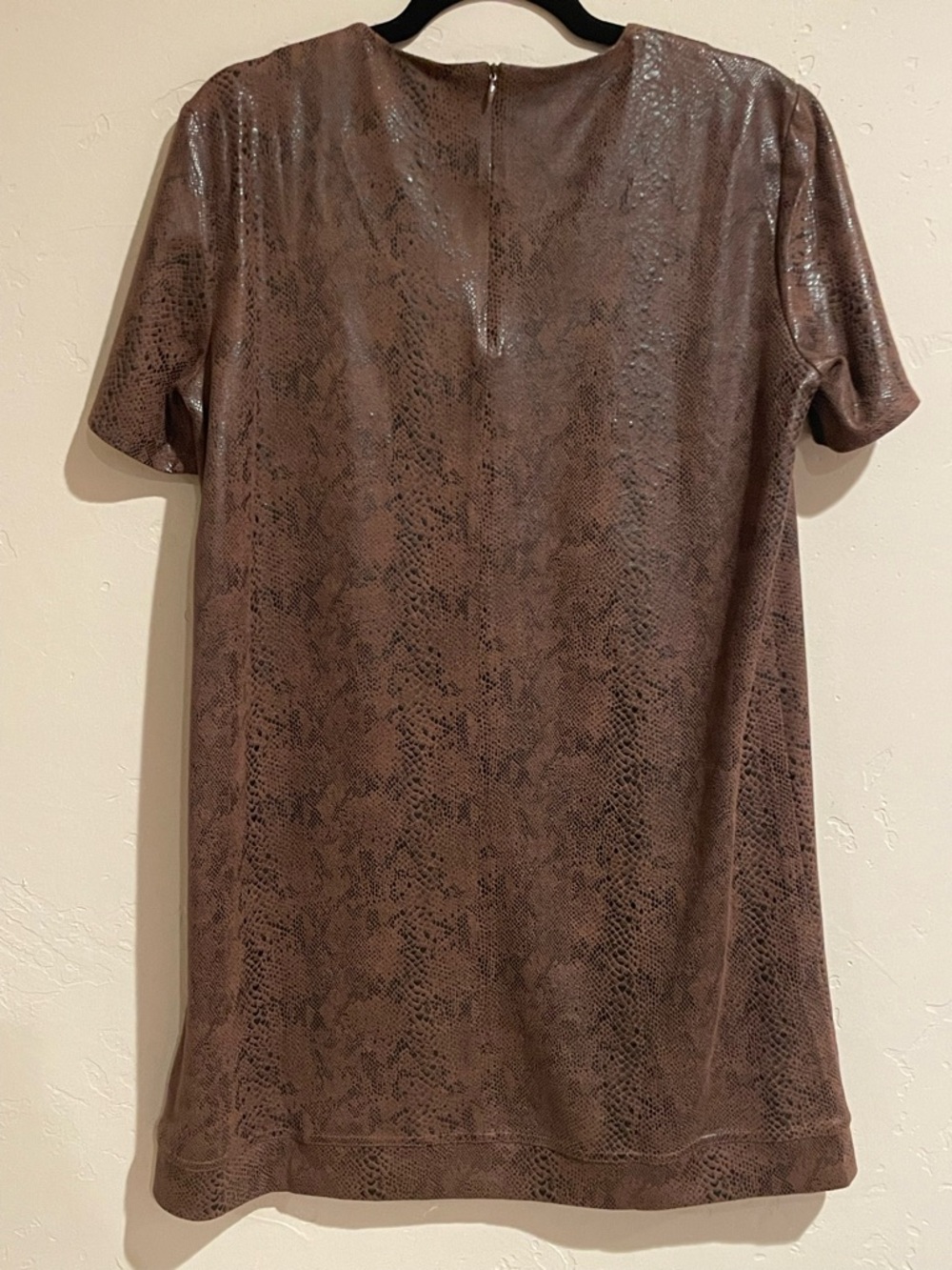 Brown Snake-Print faux leather Shift Dress. EUC 20 PTP. - Picture 2 of 4